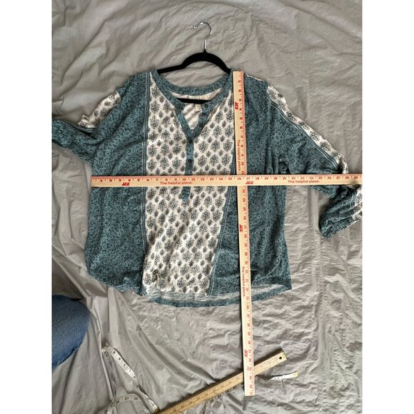 Style‎ & Co Womens Blue Blouse X-Large long sleeve v-neck cotton pullover - Picture 5 of 6